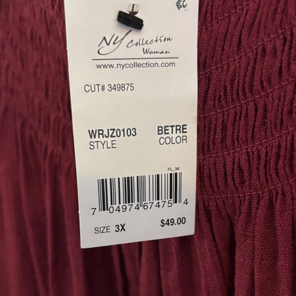 NY Collection Burgundy Blouse - Picture 4 of 4